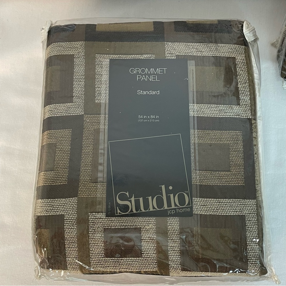 JCP Studio 2 Grommet Curtain Panels 54”X84” Midcentury Modern Black and Bronze - Picture 4 of 13